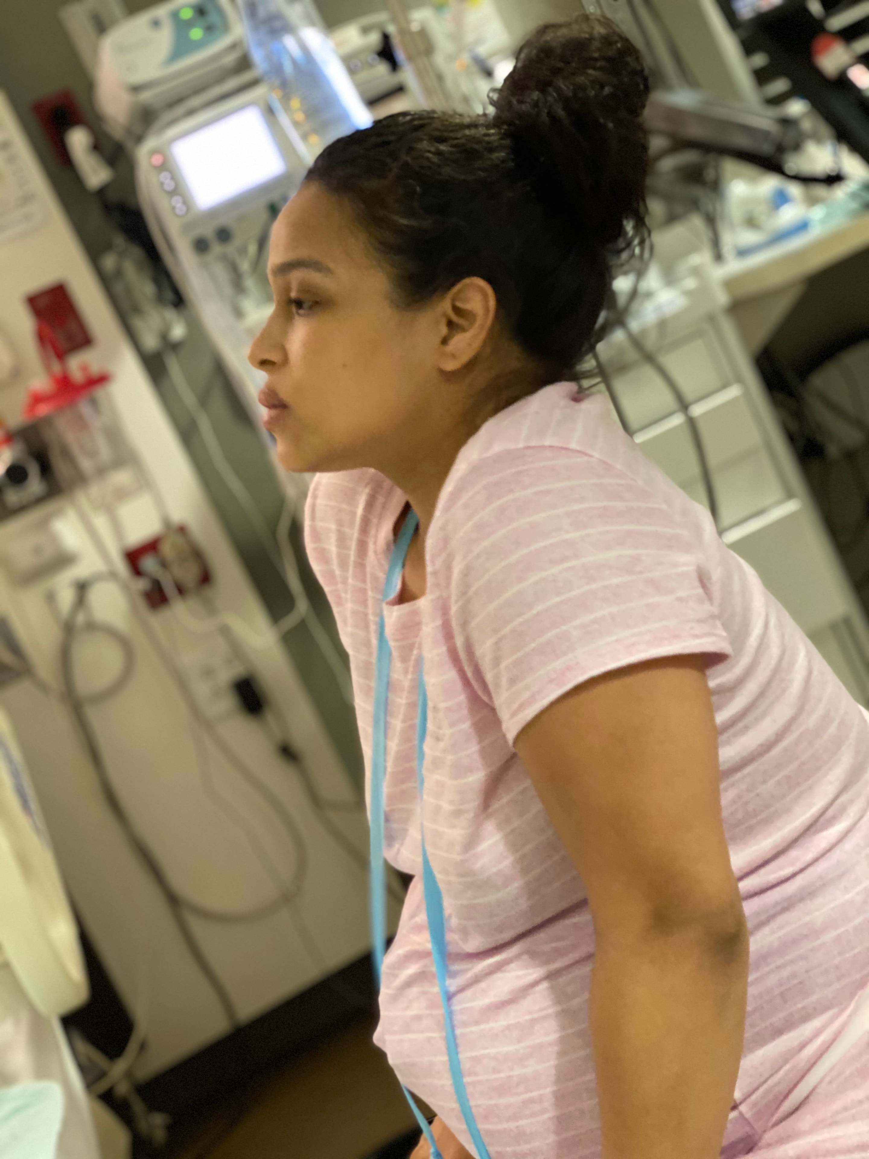 Woman in labor during Ready, Set, Birth! class